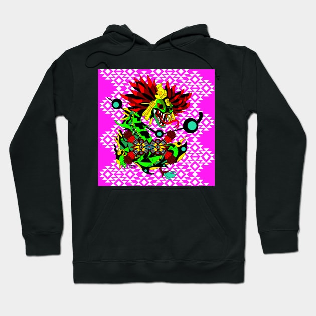 quetzalcoatl dragon ecopop in floral aztec zentangle kaiju art Hoodie by jorge_lebeau